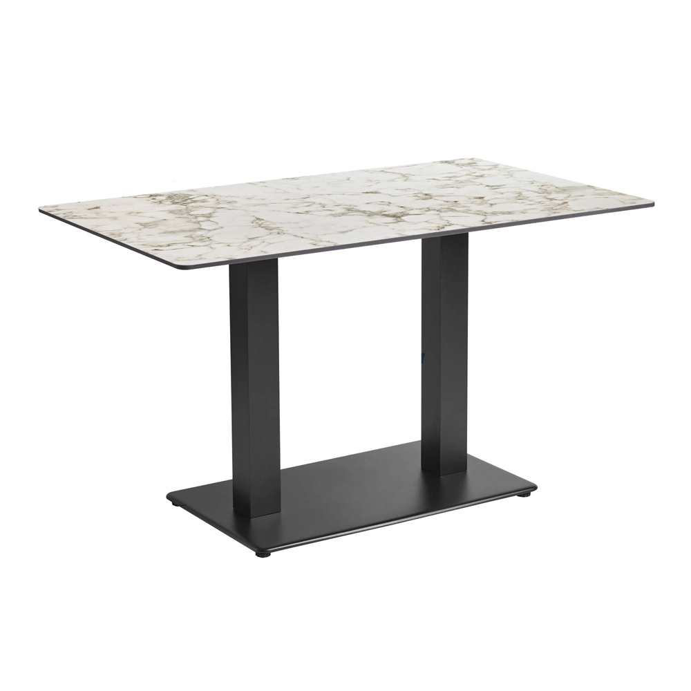 Extro 119cm Rectangular White Carrara Marble Effect Top Dining Table with Akira Black Base