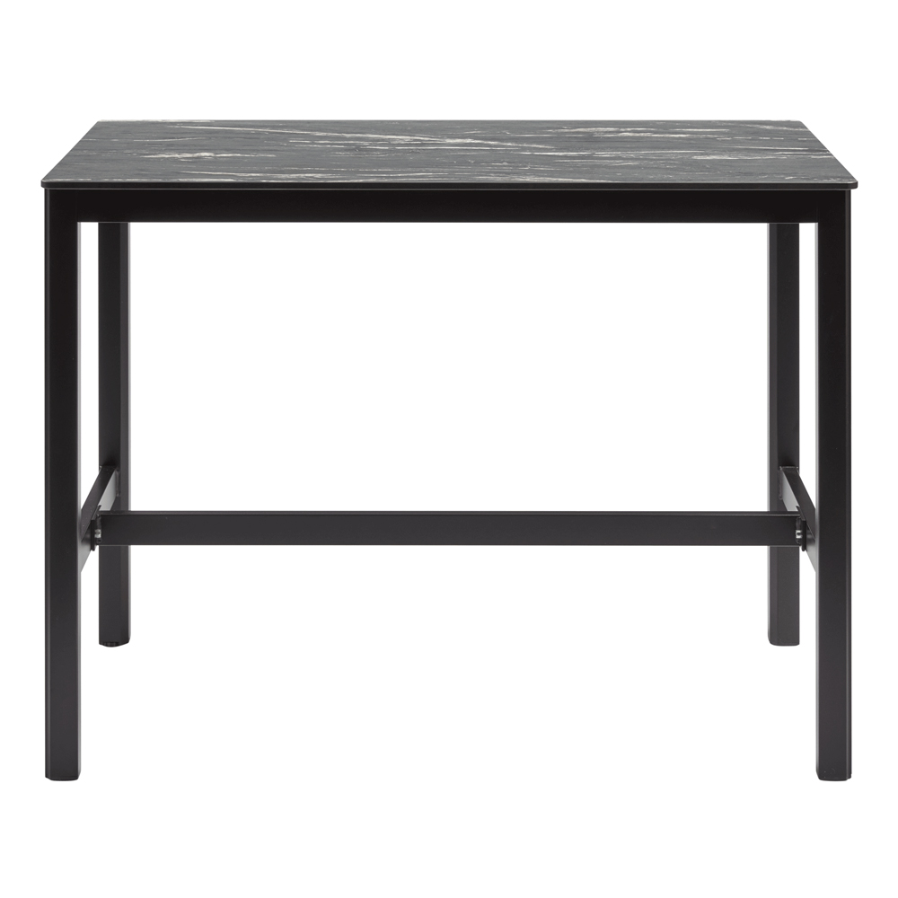 Extro 120cm Wooden Mid Bar Table In Black Marble Textured