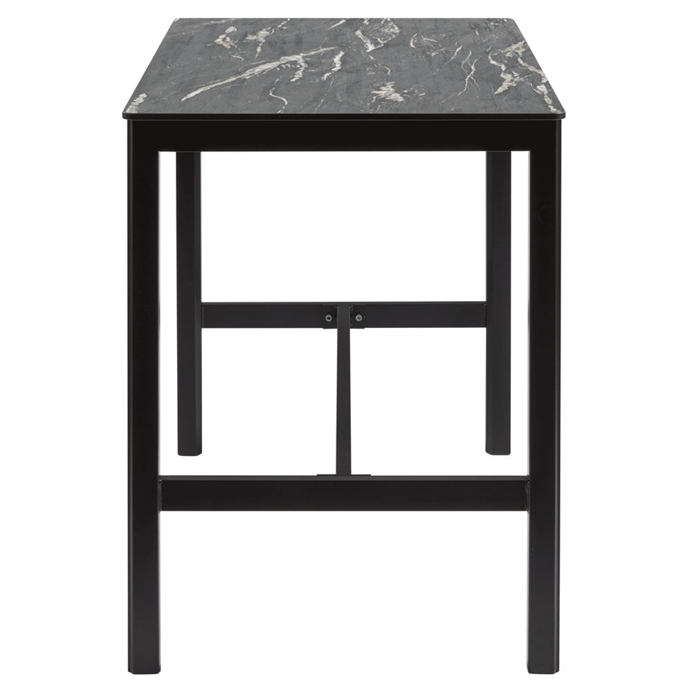 Extro 120cm Wooden Mid Bar Table In Black Marble Textured
