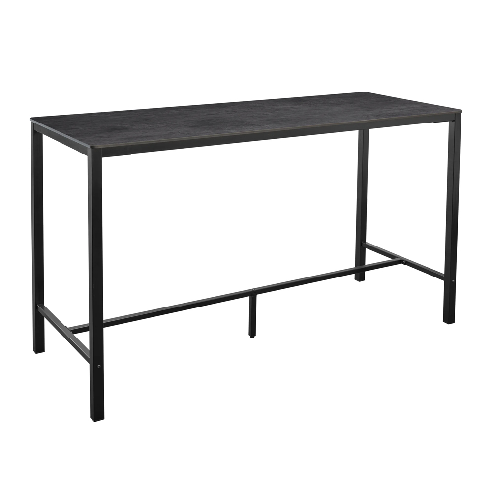 Extro 179cm Metallic Anthracite Top Bar Table with Black Base