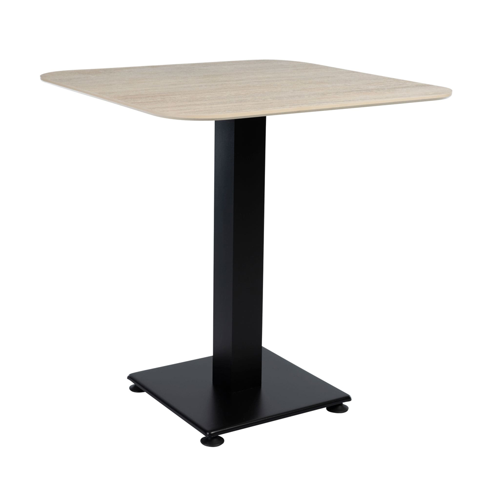 Extro 60cm Beige Travertine Marble Effect Top Dining Table with Akira Black Base