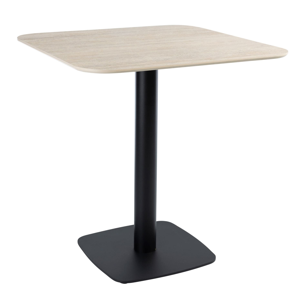 Extro 60cm Beige Travertine Marble Effect Top Dining Table with Bicton Black Base