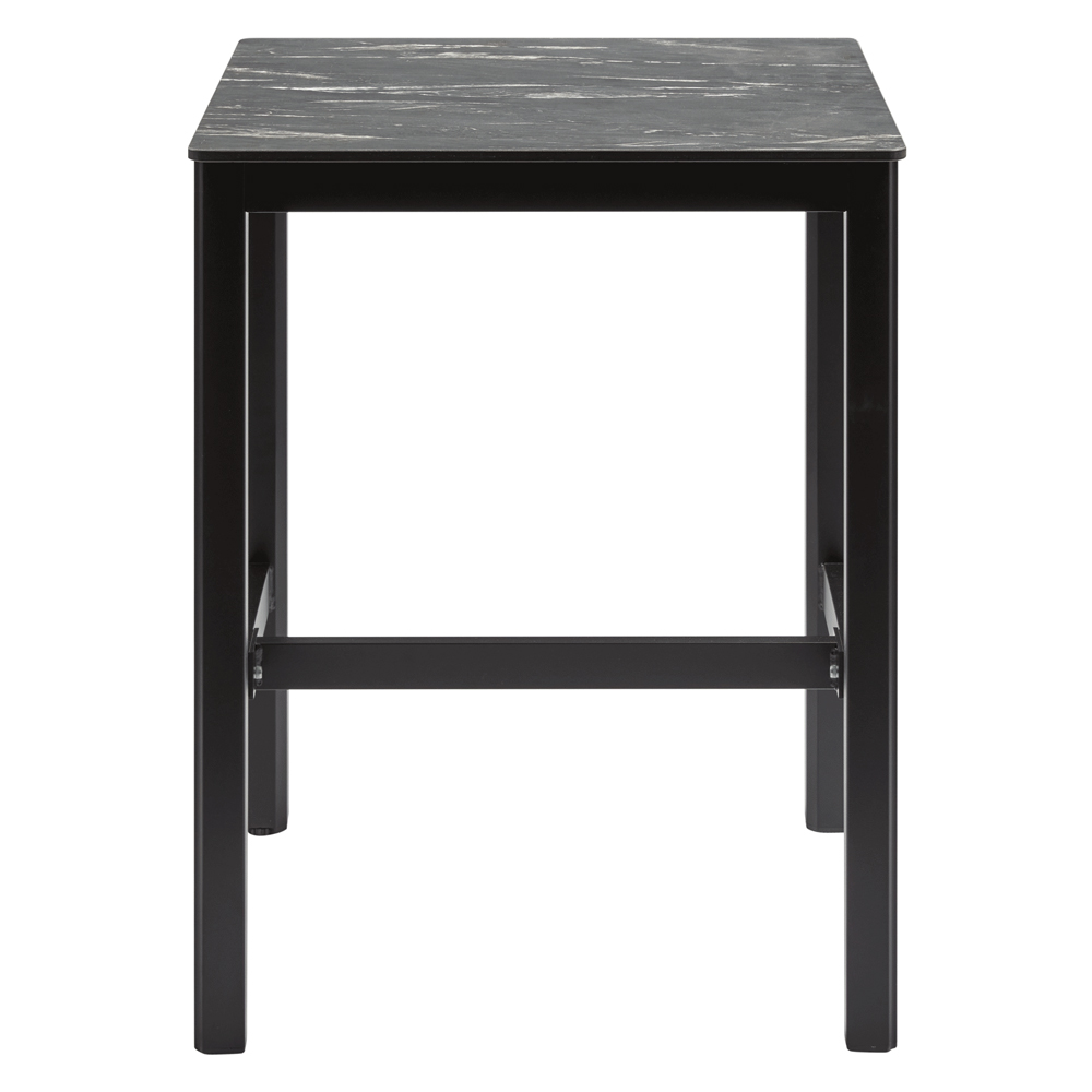 Extro 70cm Wooden Mid Bar Table In Black Marble Textured