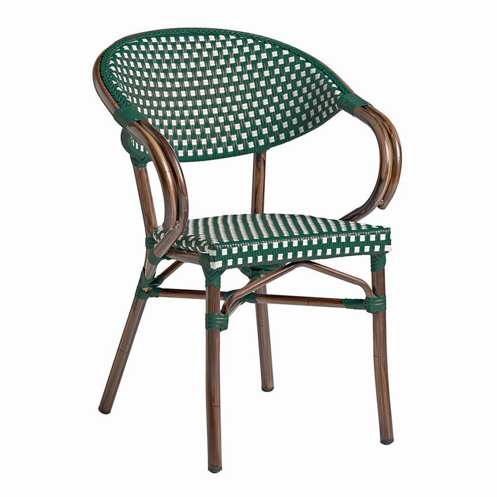 Extro Black Outdoor Wooden Dining Table With 2 Pearl Green Chairs