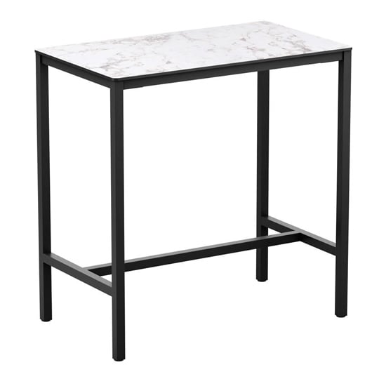 Read more about Extro rectangular wooden bar table in carrara marble effect