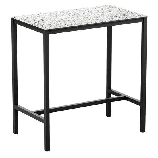 Extro Rectangular Wooden Bar Table In Mixed Terrazzo