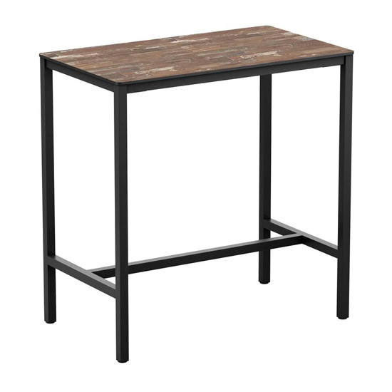 Read more about Extro rectangular wooden bar table in planked vintage wood