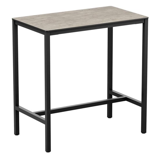 Extro Rectangular Wooden Bar Table In Textured Cement