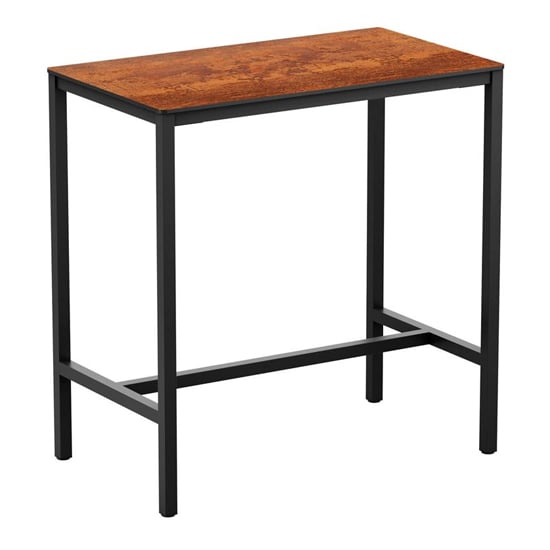 Extro Rectangular Wooden Bar Table In Textured Copper