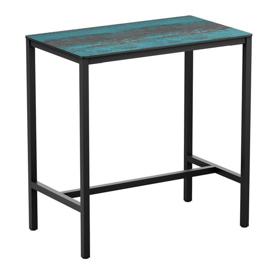 Photo of Extro rectangular wooden bar table in vintage teal