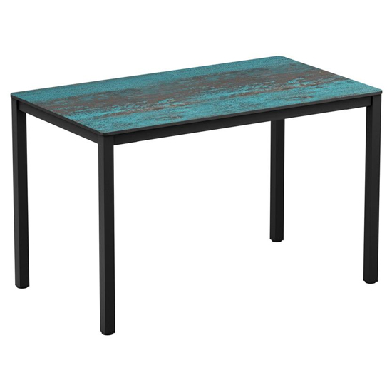 Read more about Extro rectangular wooden dining table in vintage teal