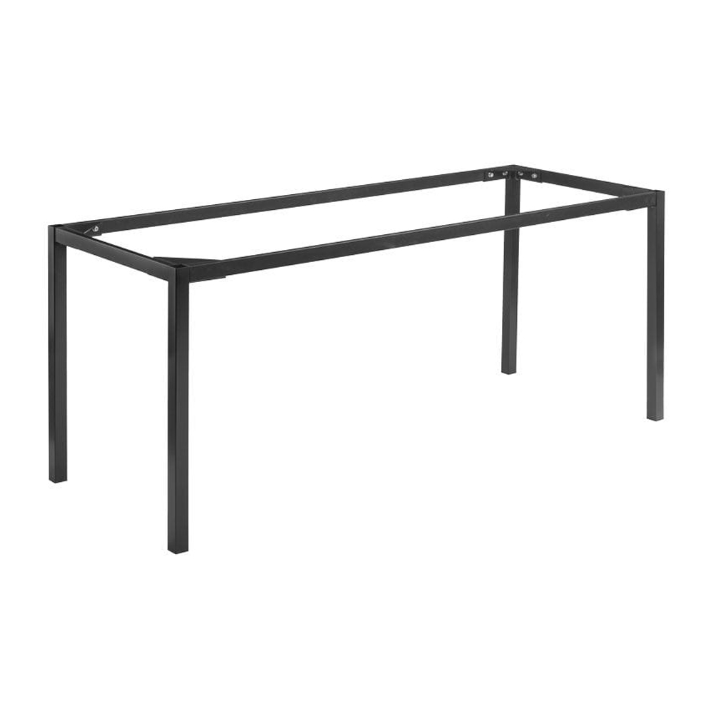 Extro Rectangular Wooden Black Top Dining Table with Steel Base
