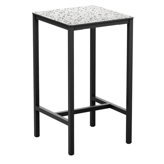 Photo of Extro square 60cm wooden bar table in mixed terrazzo