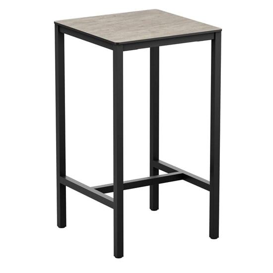 Extro Square 60cm Wooden Bar Table In Textured Cement