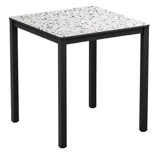 Photo of Extro square 60cm wooden dining table in mixed terrazzo