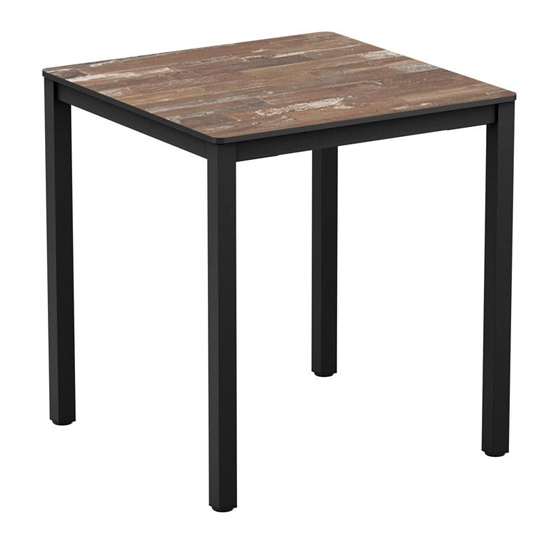 Read more about Extro square 60cm wooden dining table in planked vintage wood