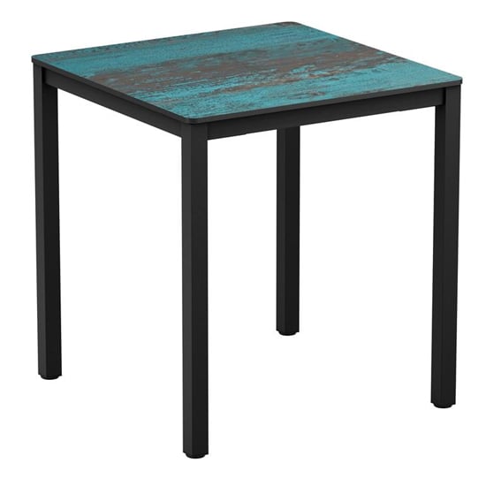 Photo of Extro square 60cm wooden dining table in vintage teal