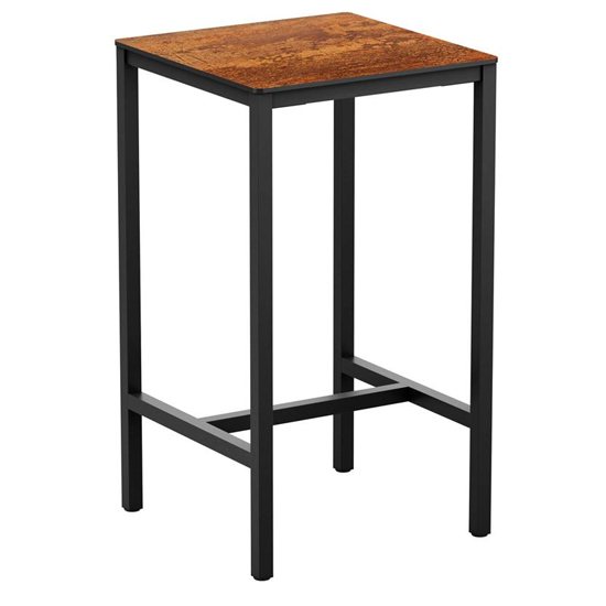 Extro Square 69cm Wooden Bar Table In Textured Copper