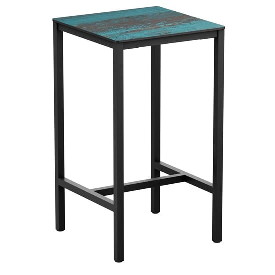 Product photograph of Extro Square 69cm Wooden Bar Table In Vintage Teal from Furniture in Fashion