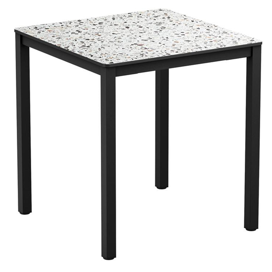 Extro Square 79cm Wooden Dining Table In Mixed Terrazzo