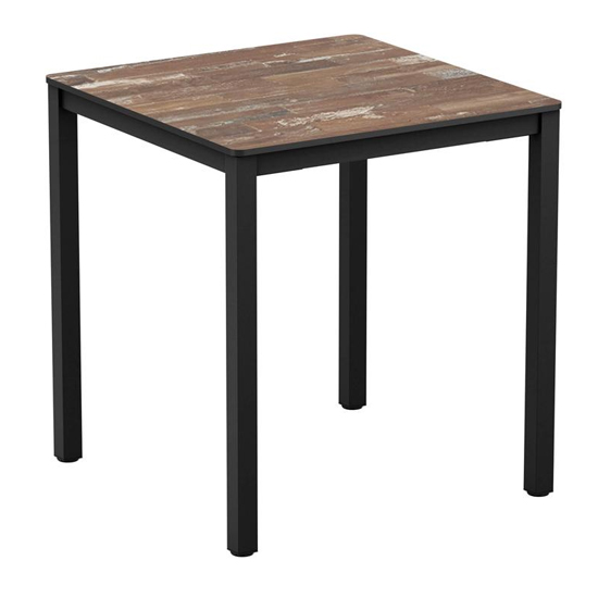 Read more about Extro square 79cm wooden dining table in planked vintage wood