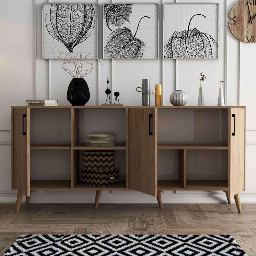 Exxen Wooden Sideboard with 3 Doors in Oak