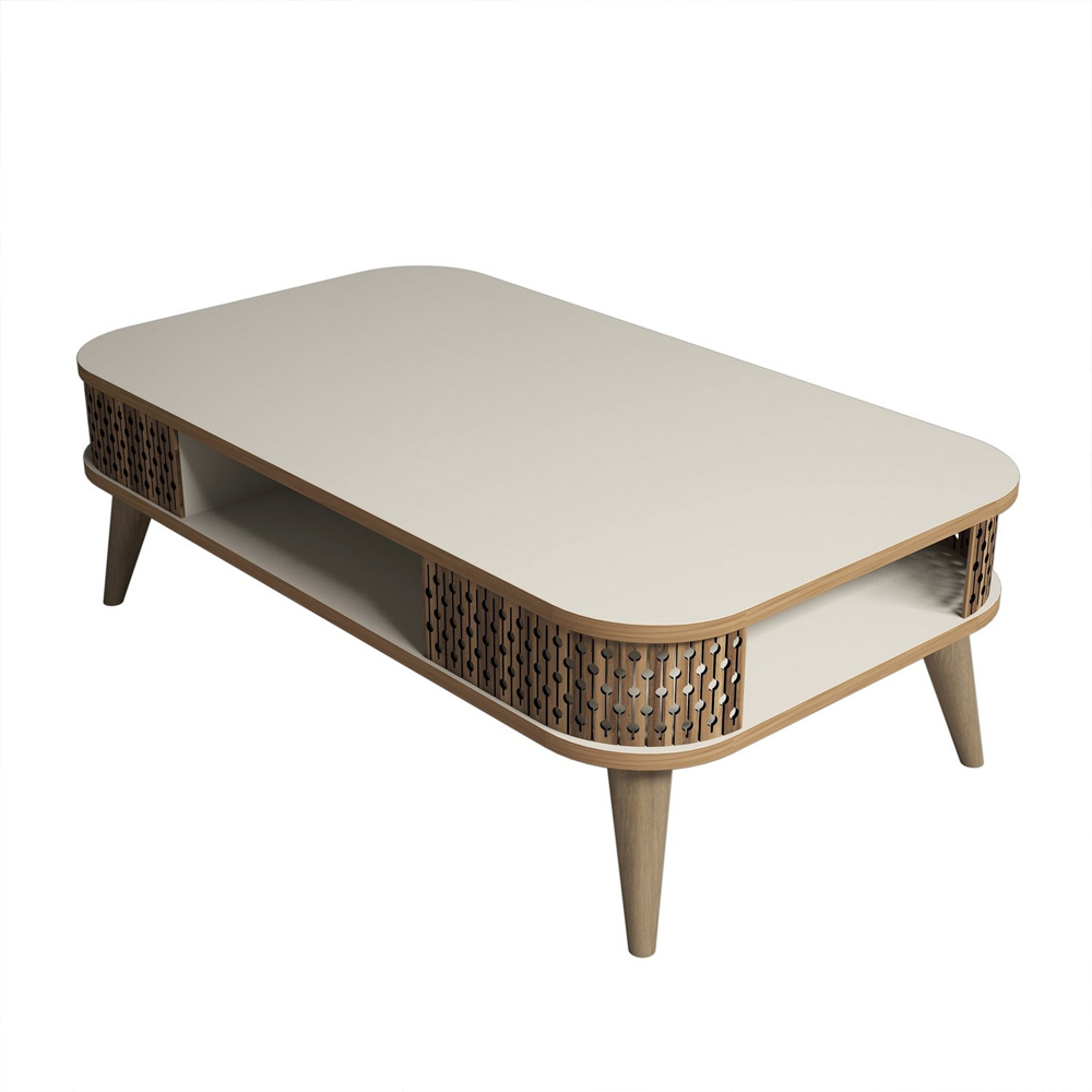 Eylul Wooden Coffee Table in Cream