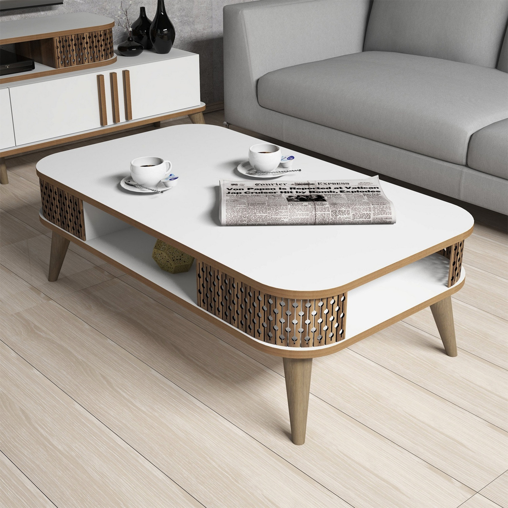Eylul Wooden Coffee Table in White
