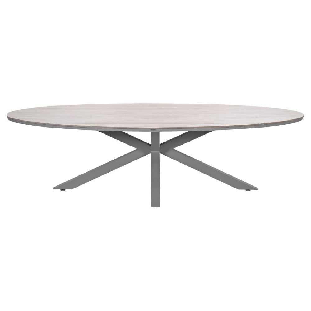Ezra Large Wooden Oval Garden Dining Table In Taupe