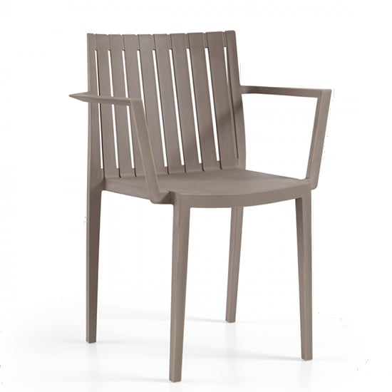 Product photograph of Ezra Polypropylene Arm Chair In Taupe from Furniture in Fashion
