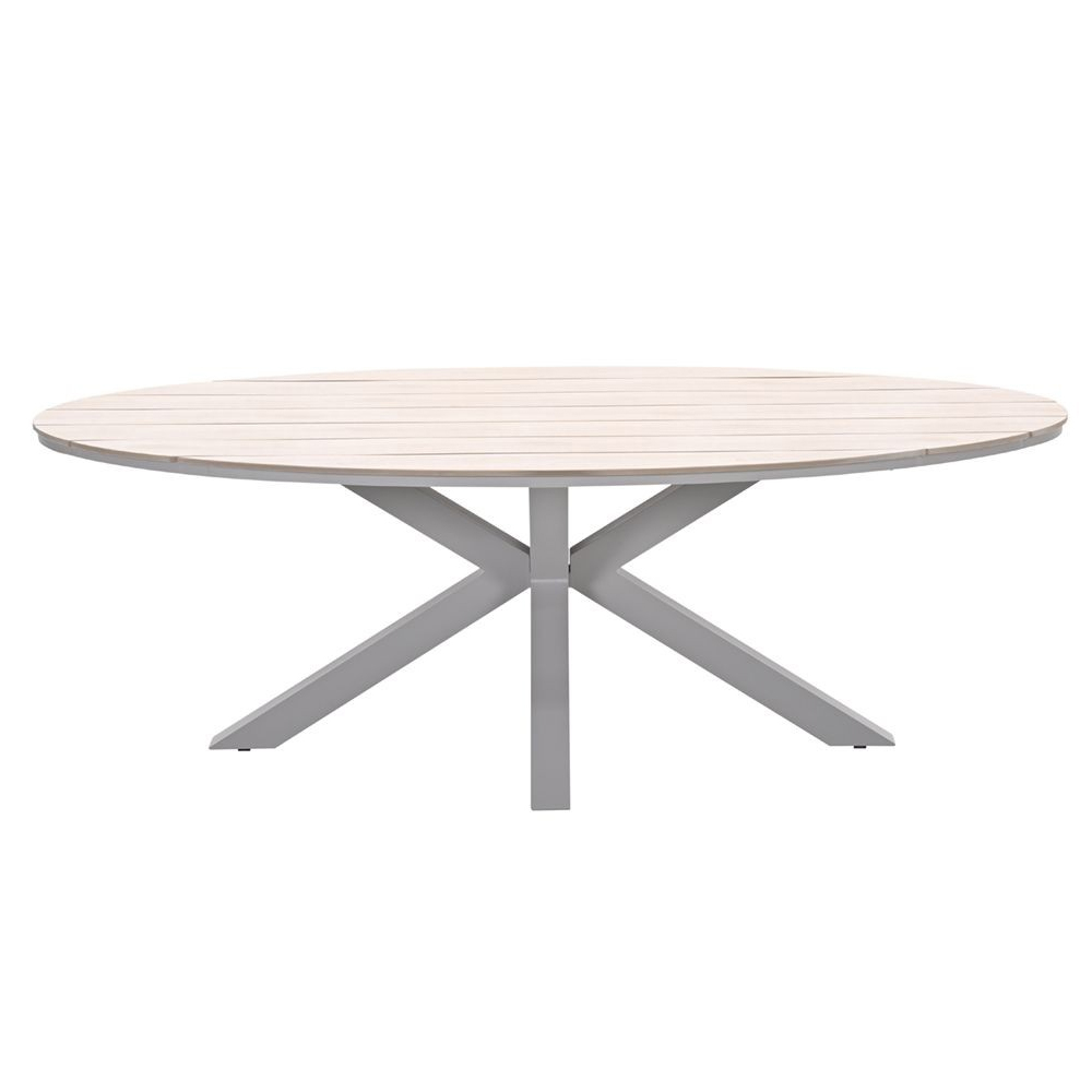 Ezra Small Wooden Oval Garden Dining Table In Taupe