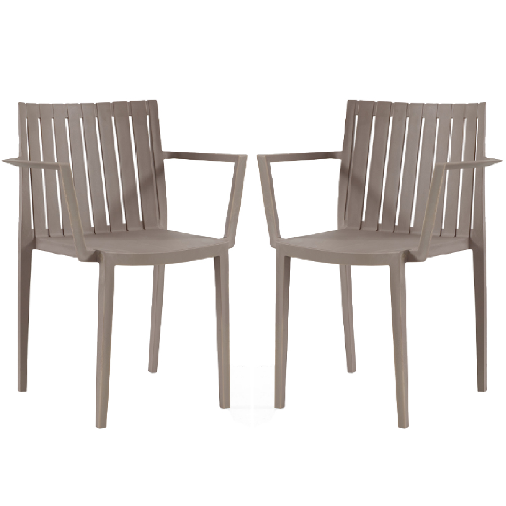 Product photograph of Ezra Taupe Polypropylene Arm Chairs In Pair from Furniture in Fashion