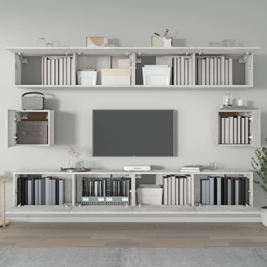 Eztli Wooden Living Room Furniture Set In Concrete Effect