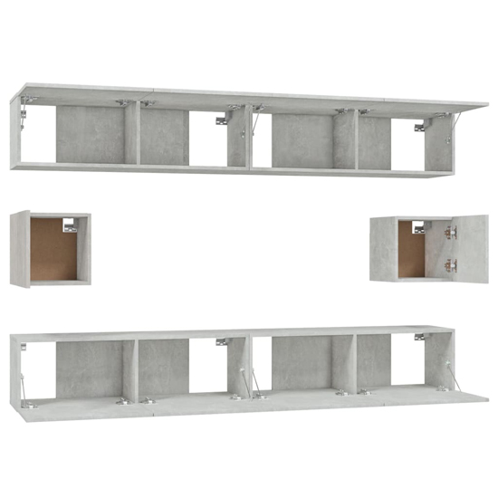 Eztli Wooden Living Room Furniture Set In Concrete Effect