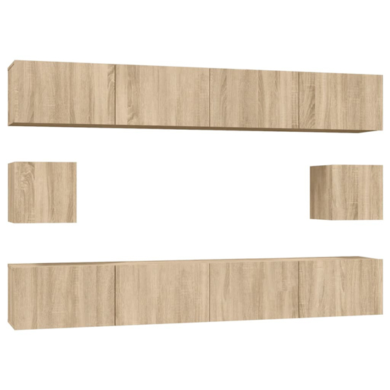 Eztli Wooden Living Room Furniture Set In Sonoma Oak