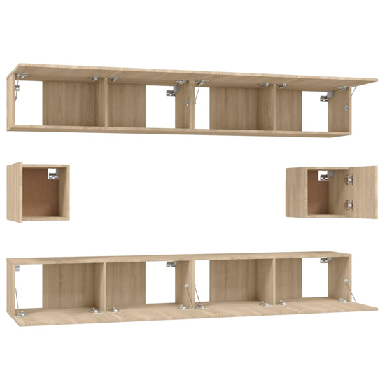 Eztli Wooden Living Room Furniture Set In Sonoma Oak