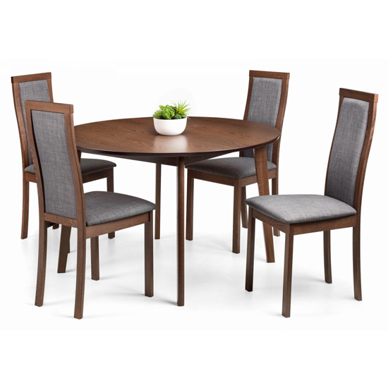 Faber Round Dining Table In Walnut With 4 Machiko Chairs_2