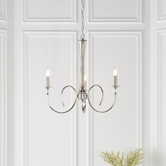 Photo of Fabia 3 lights clear crystal pendant light in polished nickel