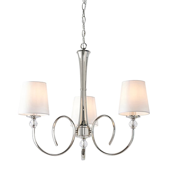 Fabia 3 Lights White Shades Pendant Light In Polished Nickel