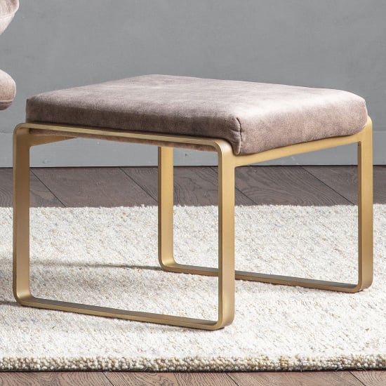 Fabian Velvet Footstool With Metal Frame In Mineral