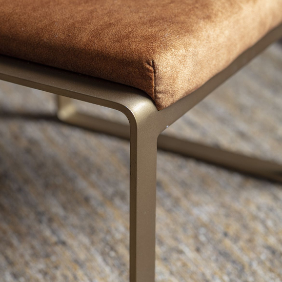 Fabian Velvet Footstool With Metal Frame In Ochre