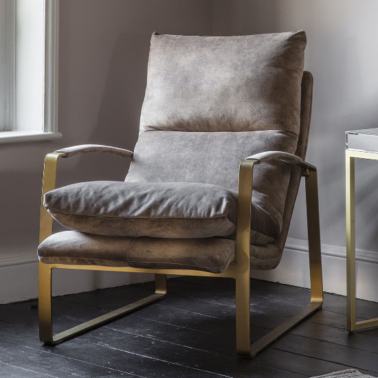 Fabian Velvet Lounge Chaise Chair With Metal Frame In Mineral
