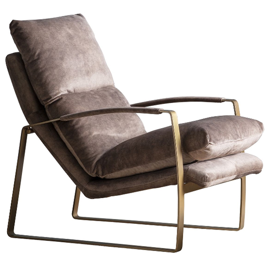 Fabian Velvet Lounge Chaise Chair With Metal Frame In Mineral