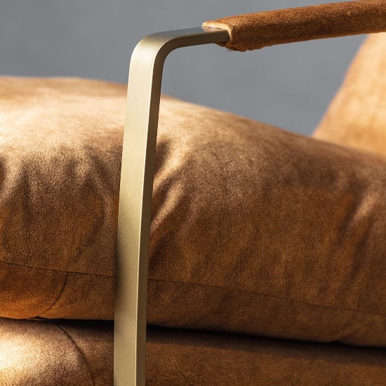 Fabian Velvet Lounge Chaise Chair With Metal Frame In Ochre