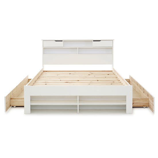 Fabio Wooden Double Bed With 2 Drawers In White_5