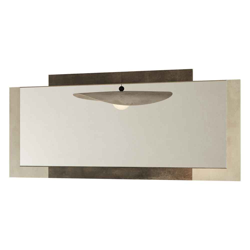 Fabio Marble Effect Mirror with High Gloss Frame in Warm Grey and Dark Brown