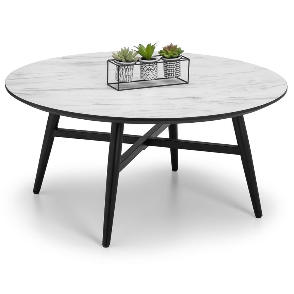 Fabiola Wooden Coffee Table In White Marble Effect