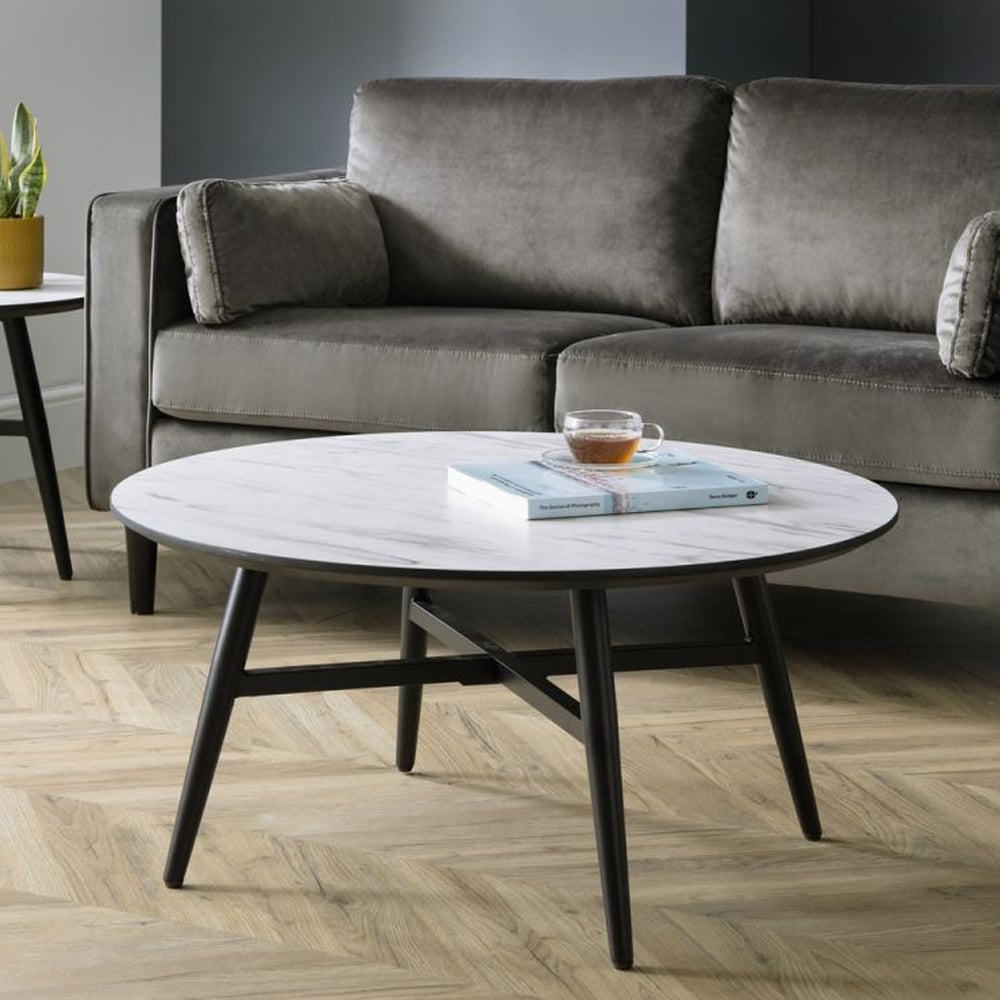 Read more about Fabiola wooden coffee table in white marble effect