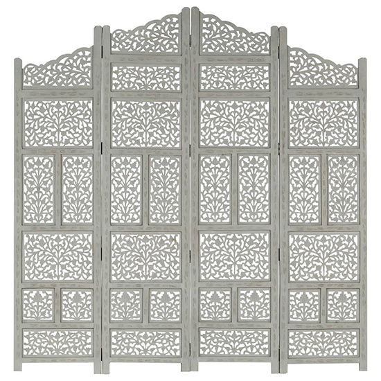 Fabre Mango Wood 4 Panels 160cm x 165cm Room Divider In Grey_2
