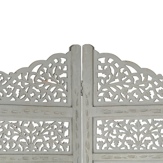 Fabre Mango Wood 4 Panels 160cm x 165cm Room Divider In Grey_5